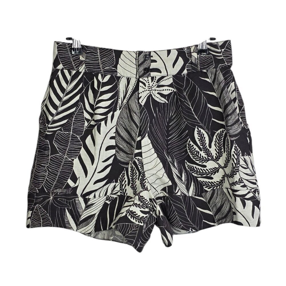 Farm Rio x Anthropologie Tropical Print Shorts, Linen Blend, High Rise, Sz Small